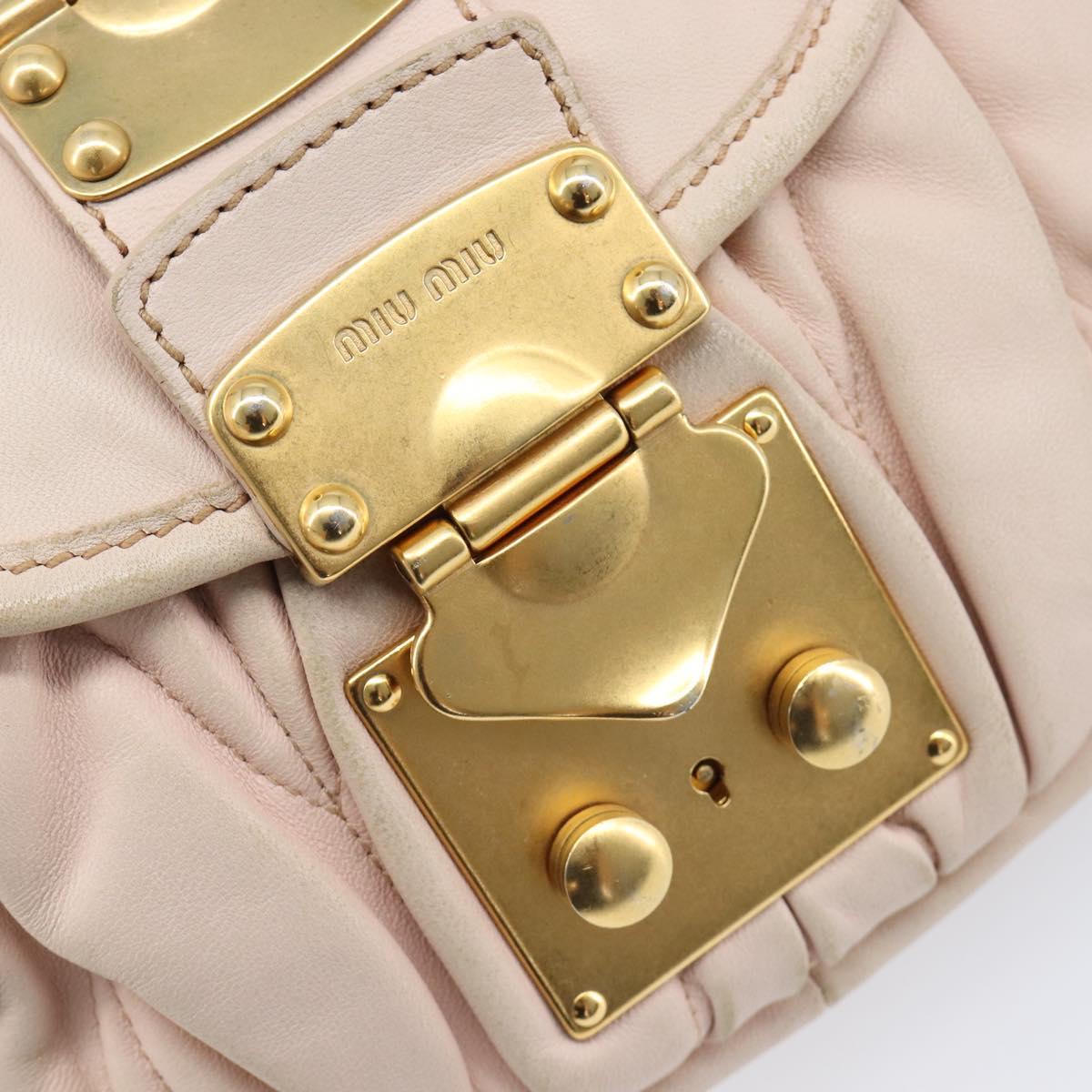 Miu Miu Matelasse Hand Bag Leather 2way Beige Gold Auth 214668A