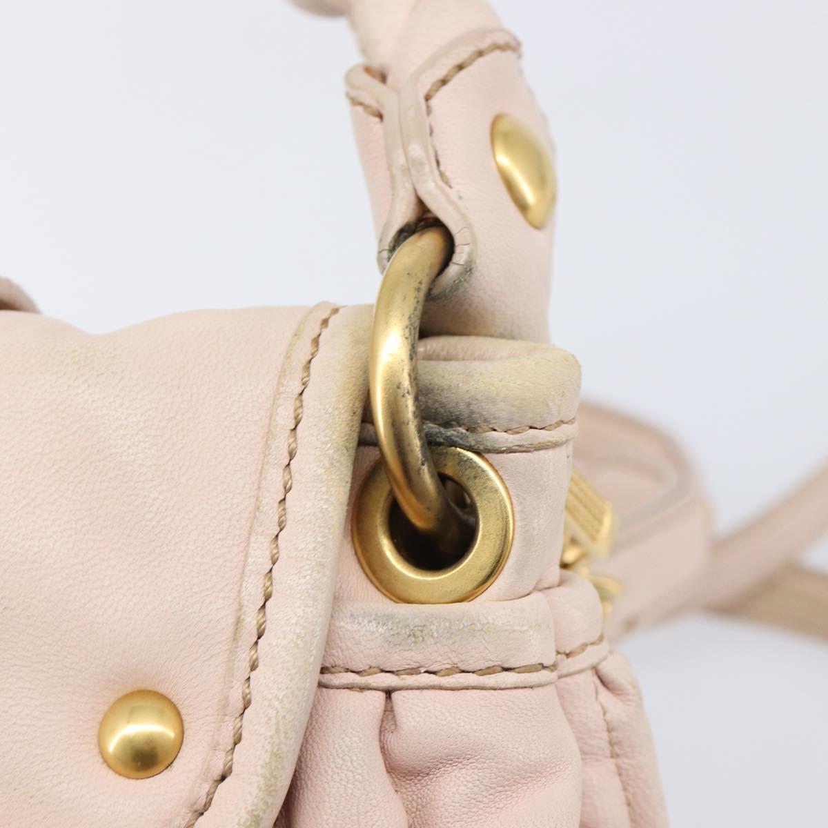 Miu Miu Matelasse Hand Bag Leather 2way Beige Gold Auth 214668A