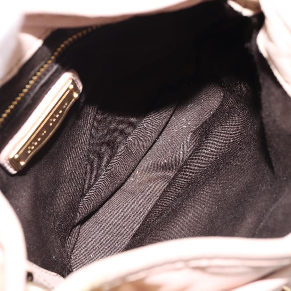 Miu Miu Matelasse Hand Bag Leather 2way Beige Gold Auth 214668A