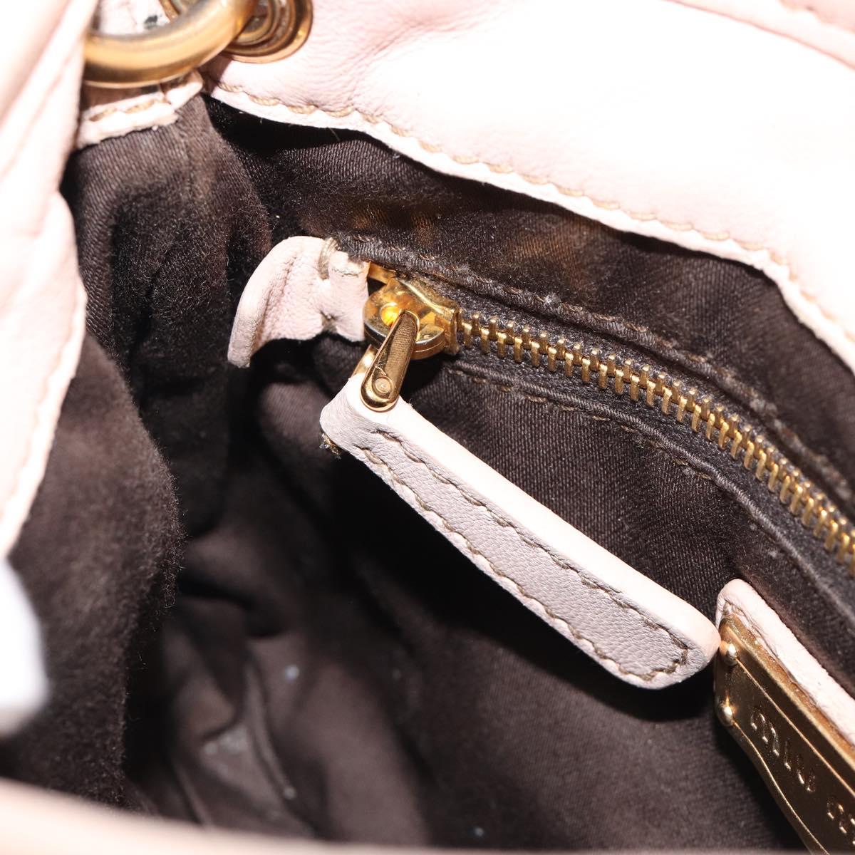 Miu Miu Matelasse Hand Bag Leather 2way Beige Gold Auth 214668A