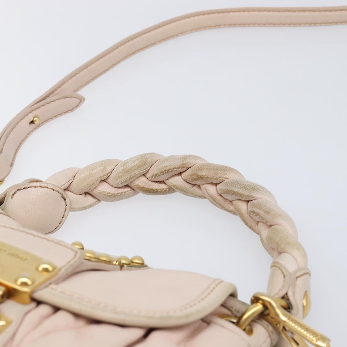 Miu Miu Matelasse Hand Bag Leather 2way Beige Gold Auth 214668A