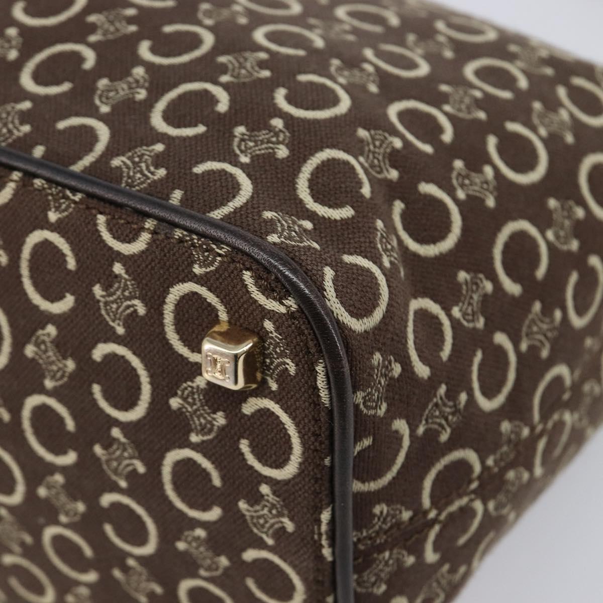 CELINE C Macadam Canvas Shoulder Bag Brown Gold Auth 214671A
