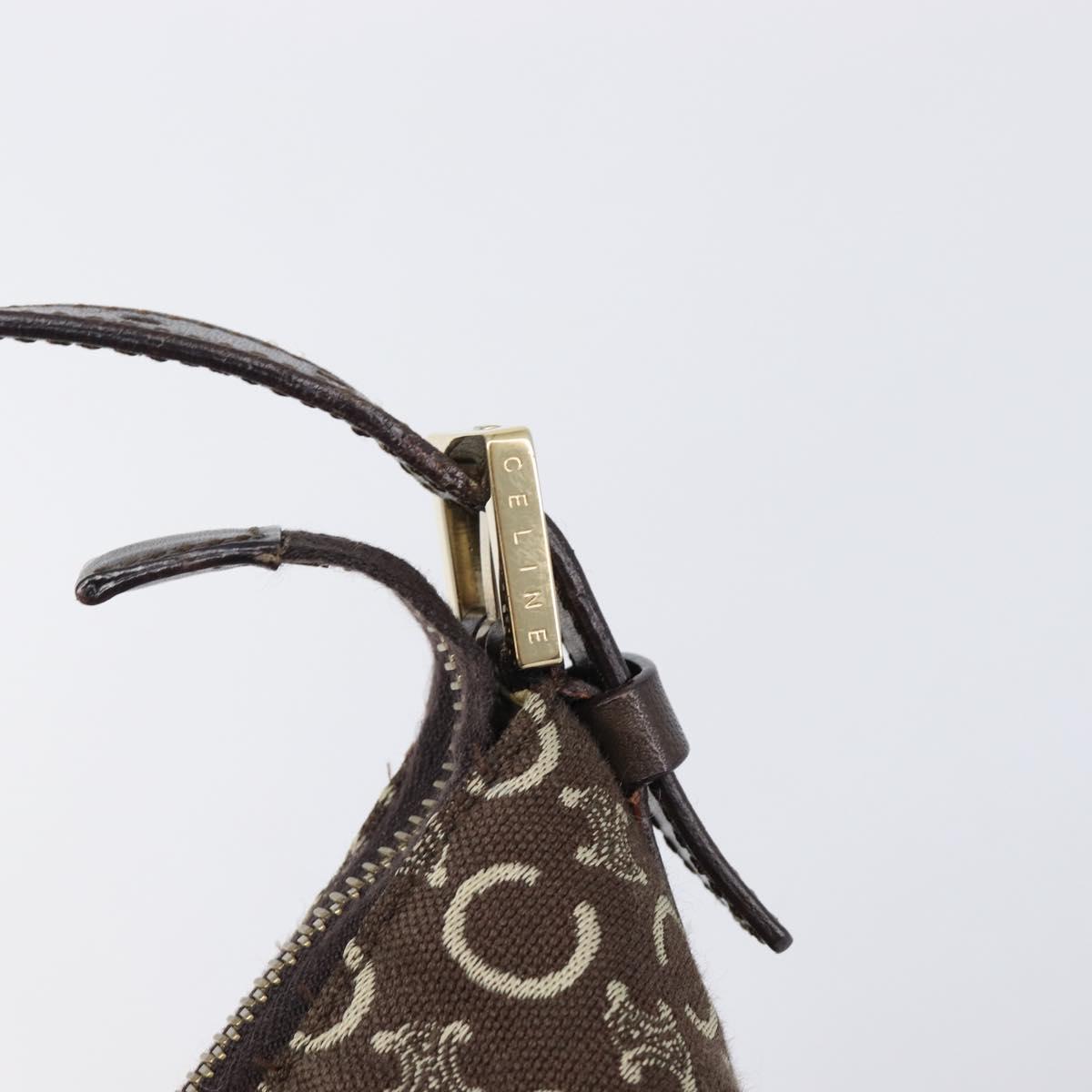 CELINE C Macadam Canvas Shoulder Bag Brown Gold Auth 214671A