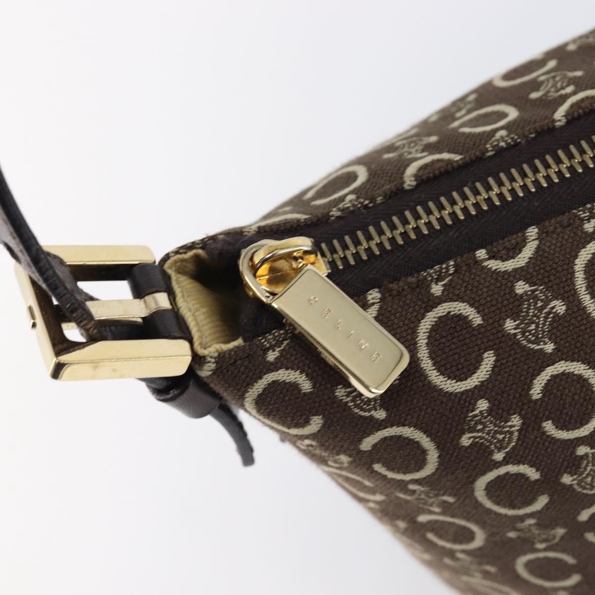 CELINE C Macadam Canvas Shoulder Bag Brown Gold Auth 214671A