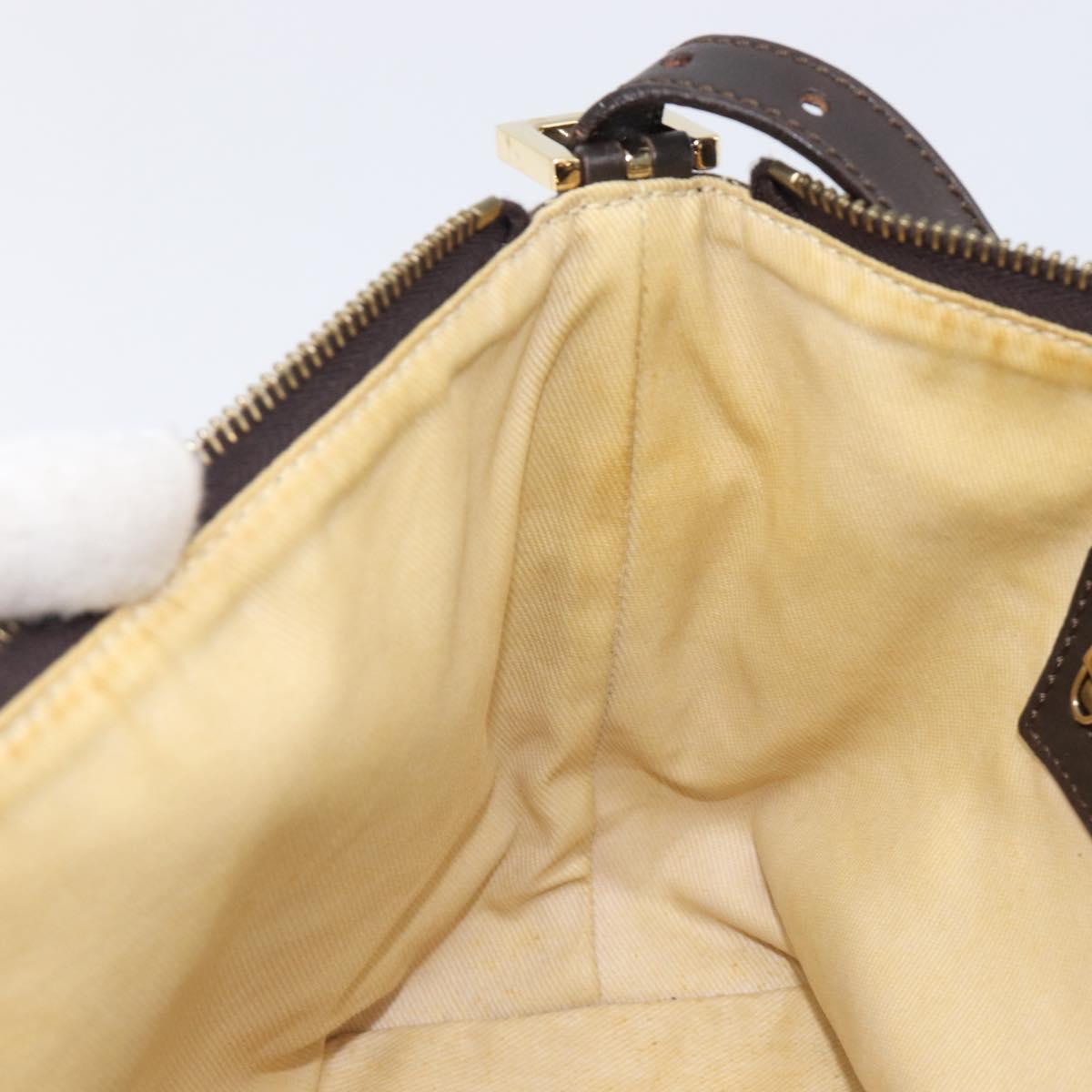 CELINE C Macadam Canvas Shoulder Bag Brown Gold Auth 214671A