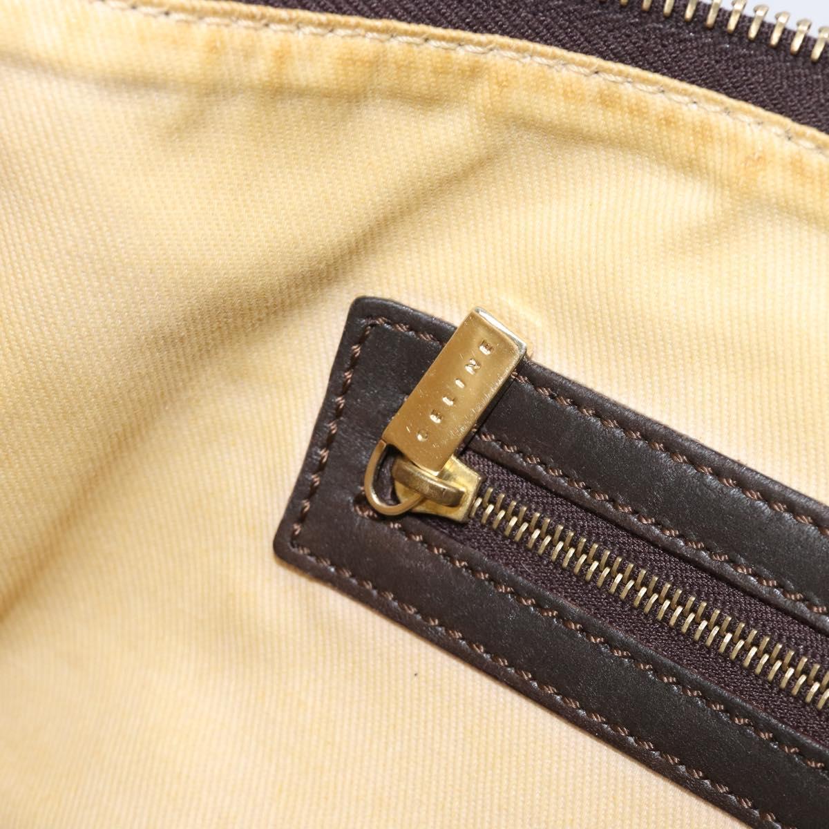 CELINE C Macadam Canvas Shoulder Bag Brown Gold Auth 214671A