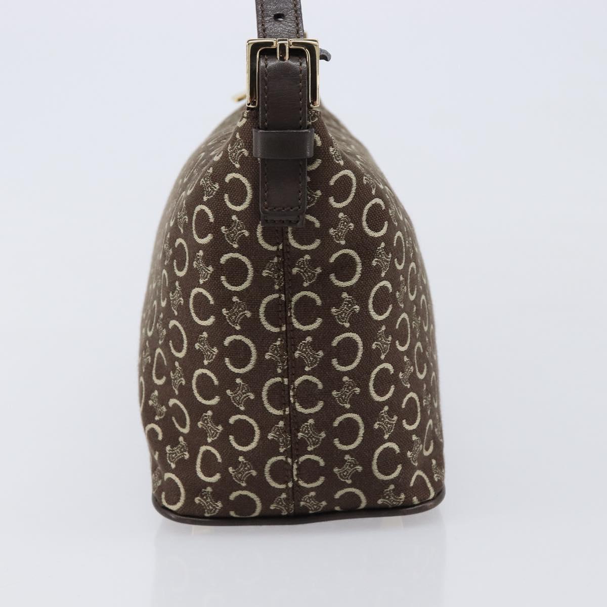 CELINE C Macadam Canvas Shoulder Bag Brown Gold Auth 214671A