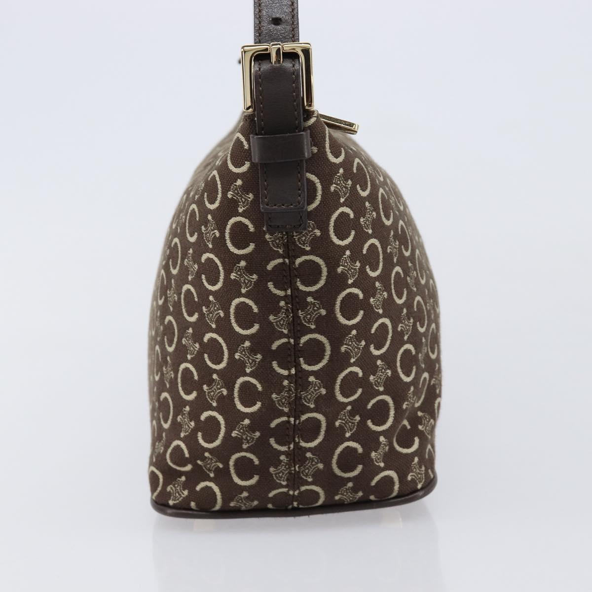 CELINE C Macadam Canvas Shoulder Bag Brown Gold Auth 214671A