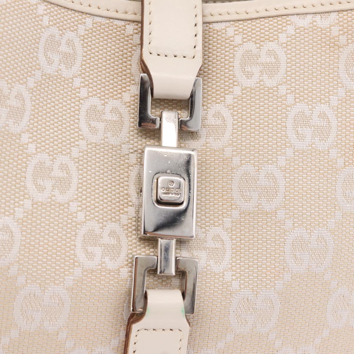 GUCCI GG Canvas Jackie Hand Bag Beige Silver 001 3735 Auth 214672V