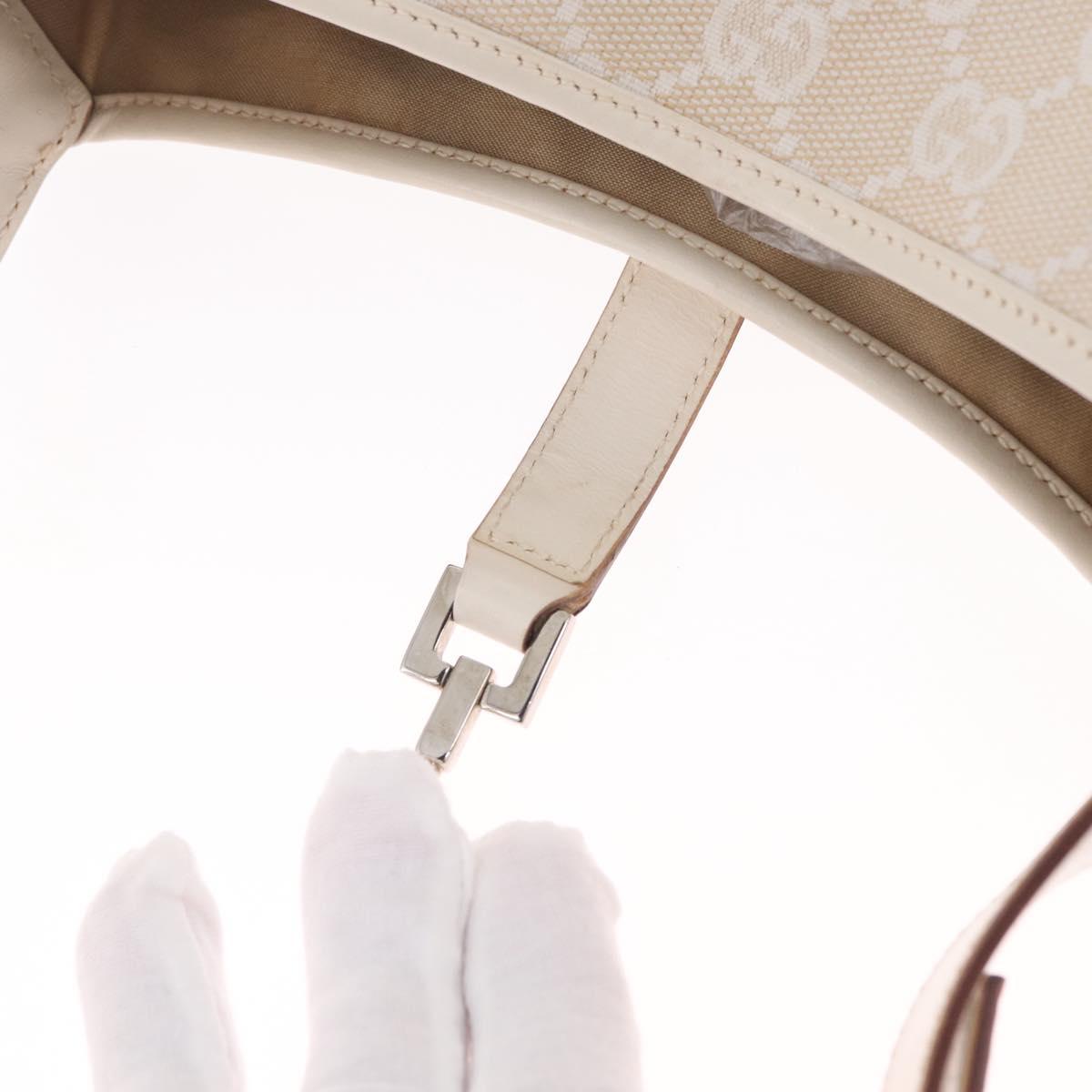 GUCCI GG Canvas Jackie Hand Bag Beige Silver 001 3735 Auth 214672V