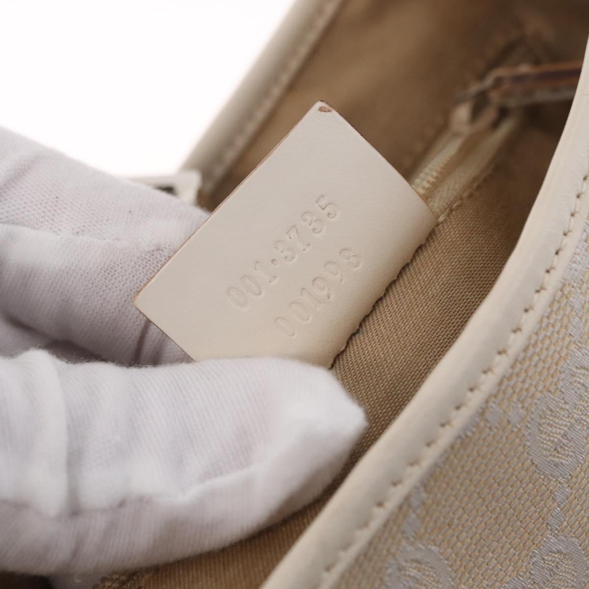 GUCCI GG Canvas Jackie Hand Bag Beige Silver 001 3735 Auth 214672V
