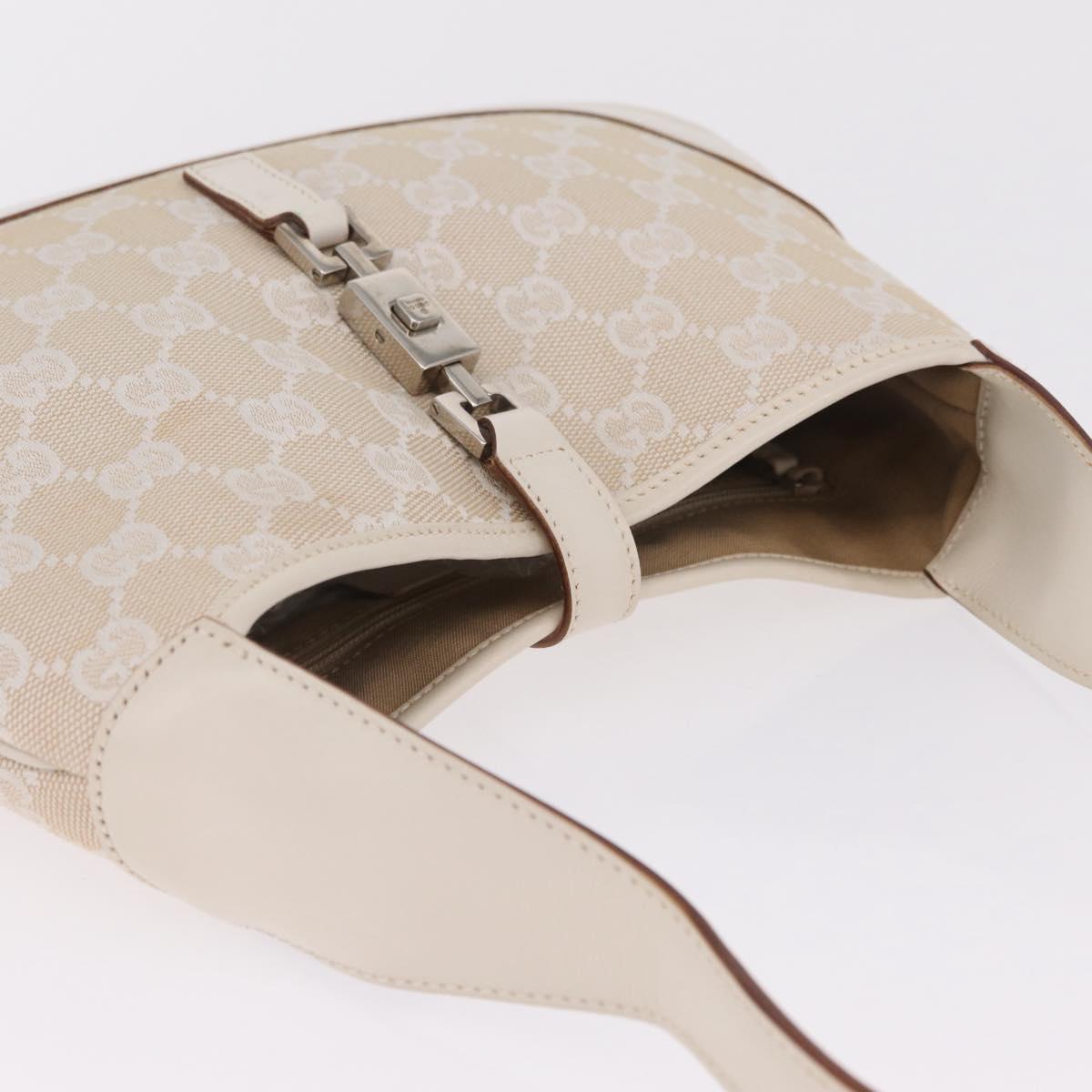 GUCCI GG Canvas Jackie Hand Bag Beige Silver 001 3735 Auth 214672V