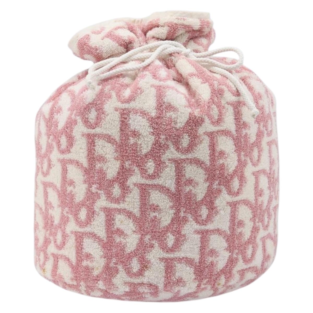 Christian Dior Trotter Pouch Pile Pink White Auth 214674A