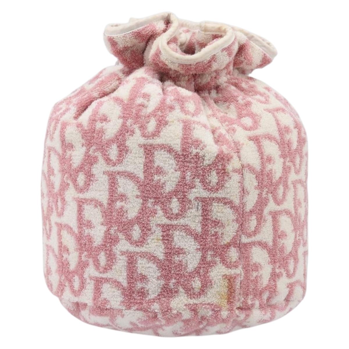 Christian Dior Trotter Pouch Pile Pink White Auth 214674A