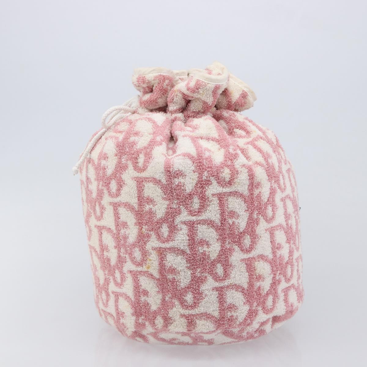 Christian Dior Trotter Pouch Pile Pink White Auth 214674A