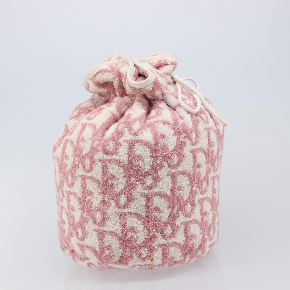 Christian Dior Trotter Pouch Pile Pink White Auth 214674A