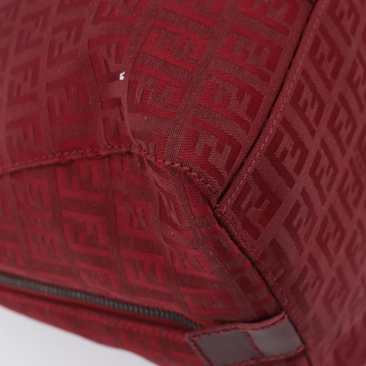 FENDI Zucchino Canvas Hand Bag Red Gold Auth 214677V