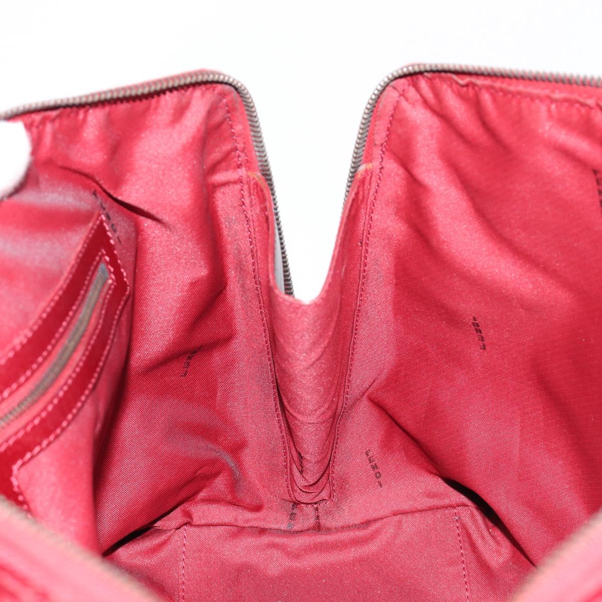 FENDI Zucchino Canvas Hand Bag Red Gold Auth 214677V