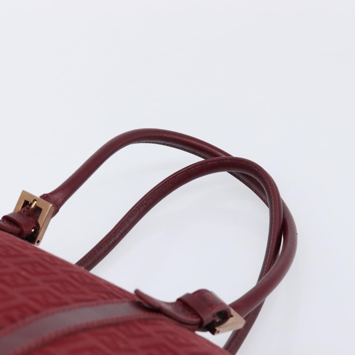 FENDI Zucchino Canvas Hand Bag Red Gold Auth 214677V