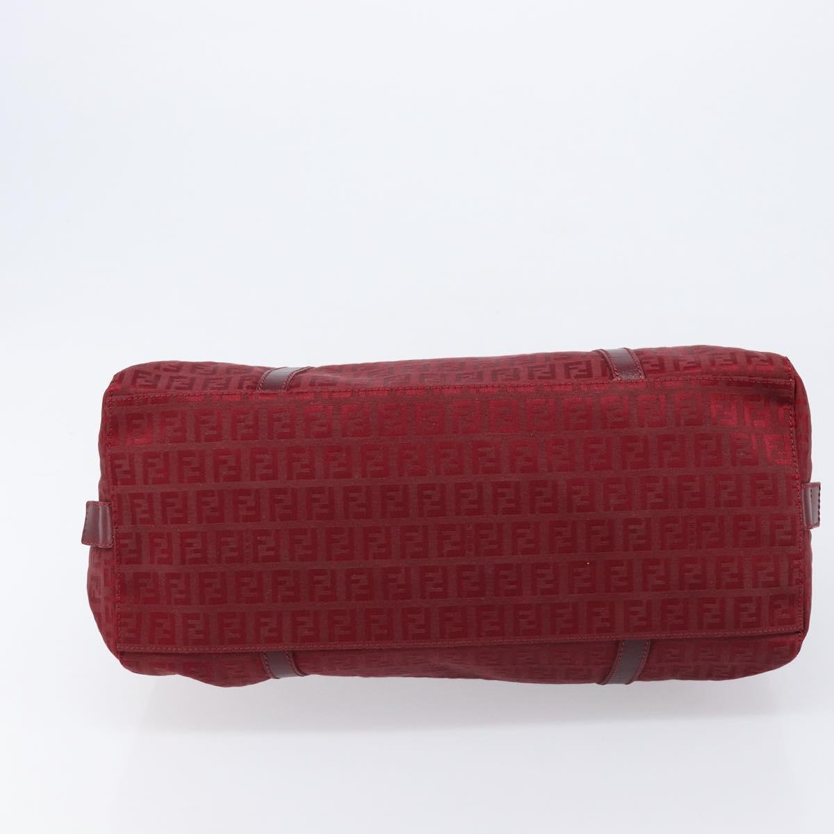 FENDI Zucchino Canvas Hand Bag Red Gold Auth 214677V