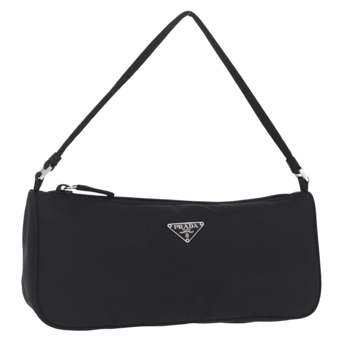 PRADA Accessory Pouch Nylon Black Silver Auth 214679V