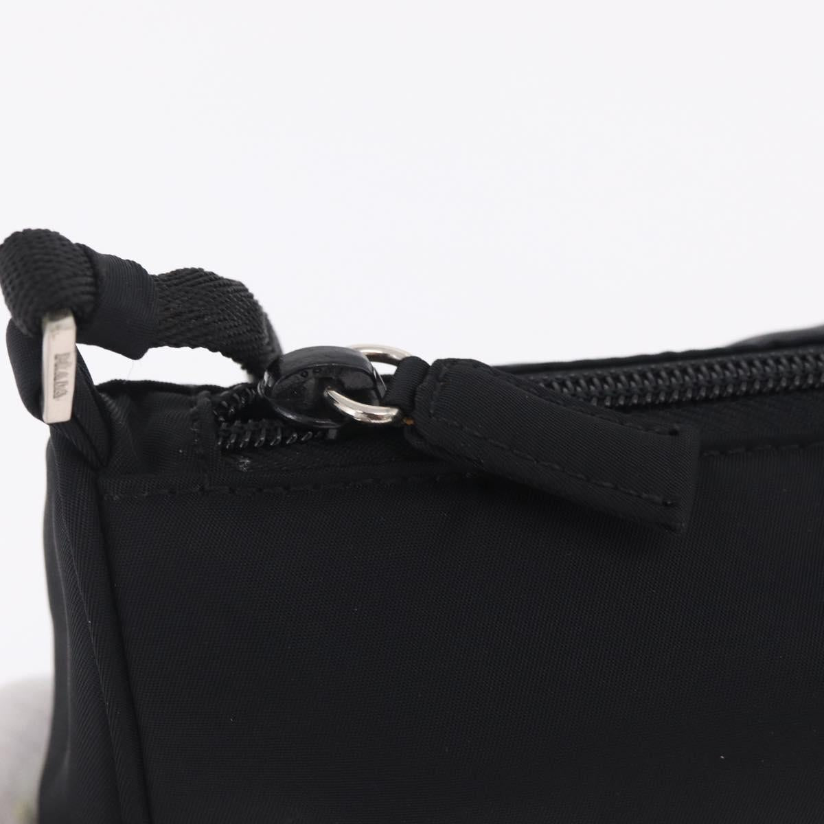 PRADA Accessory Pouch Nylon Black Silver Auth 214679V