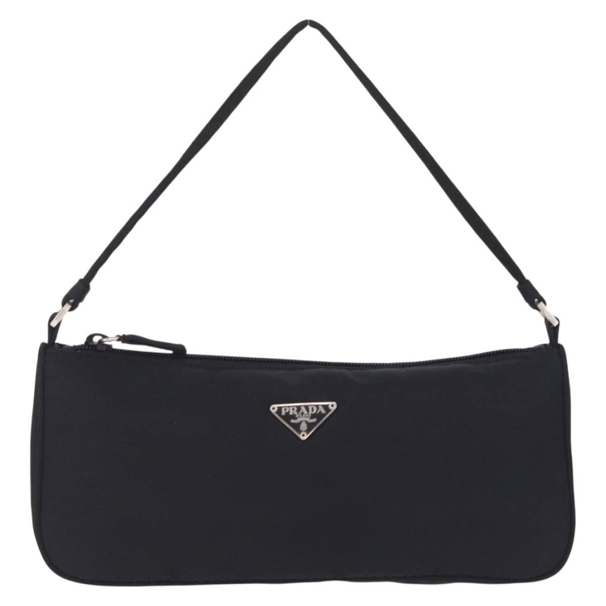 PRADA Accessory Pouch Nylon Black Silver Auth 214679V