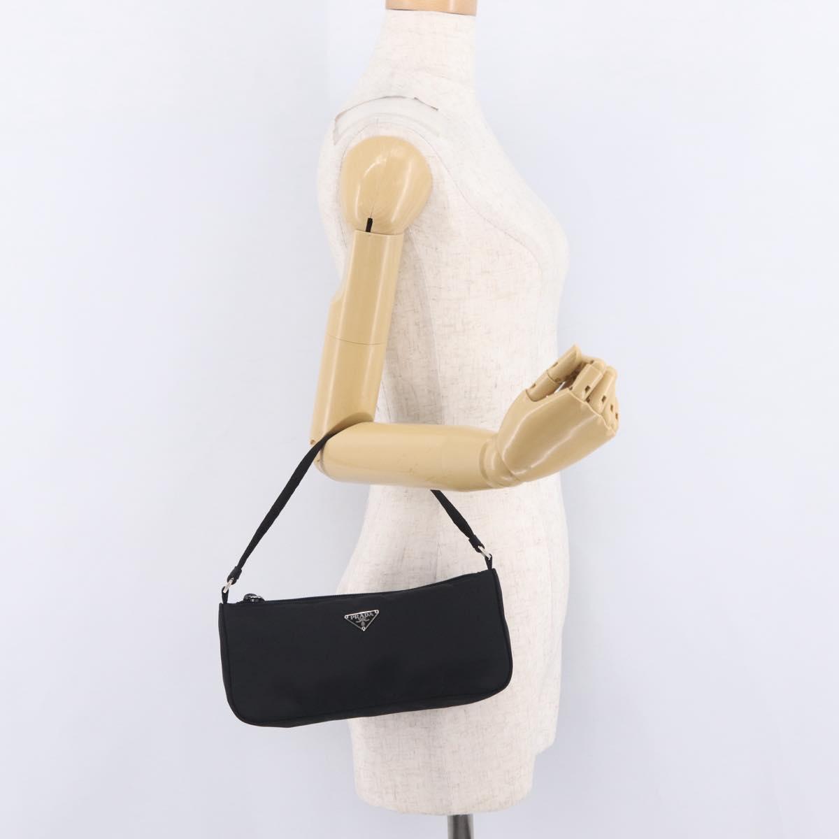 PRADA Accessory Pouch Nylon Black Silver Auth 214679V