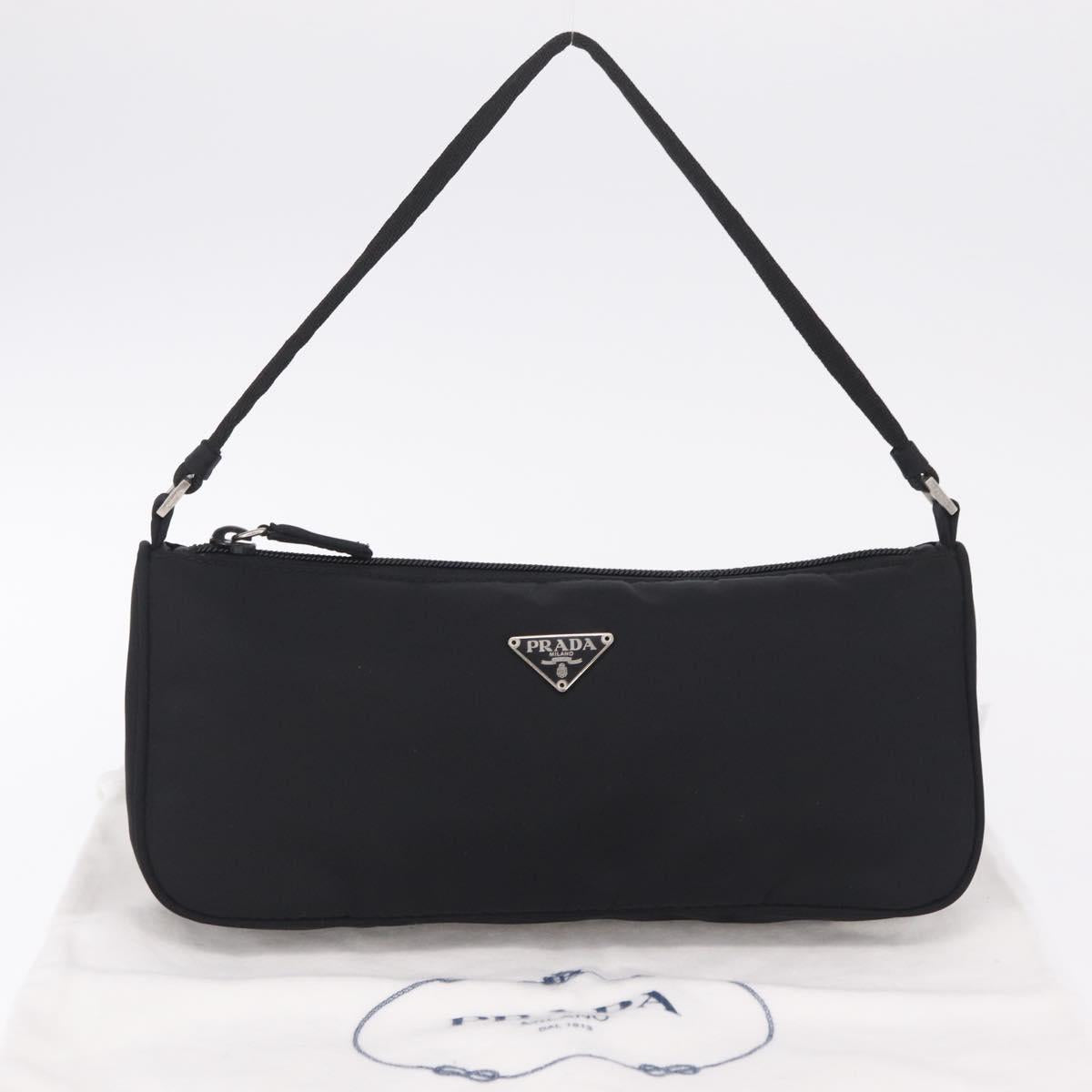 PRADA Accessory Pouch Nylon Black Silver Auth 214679V