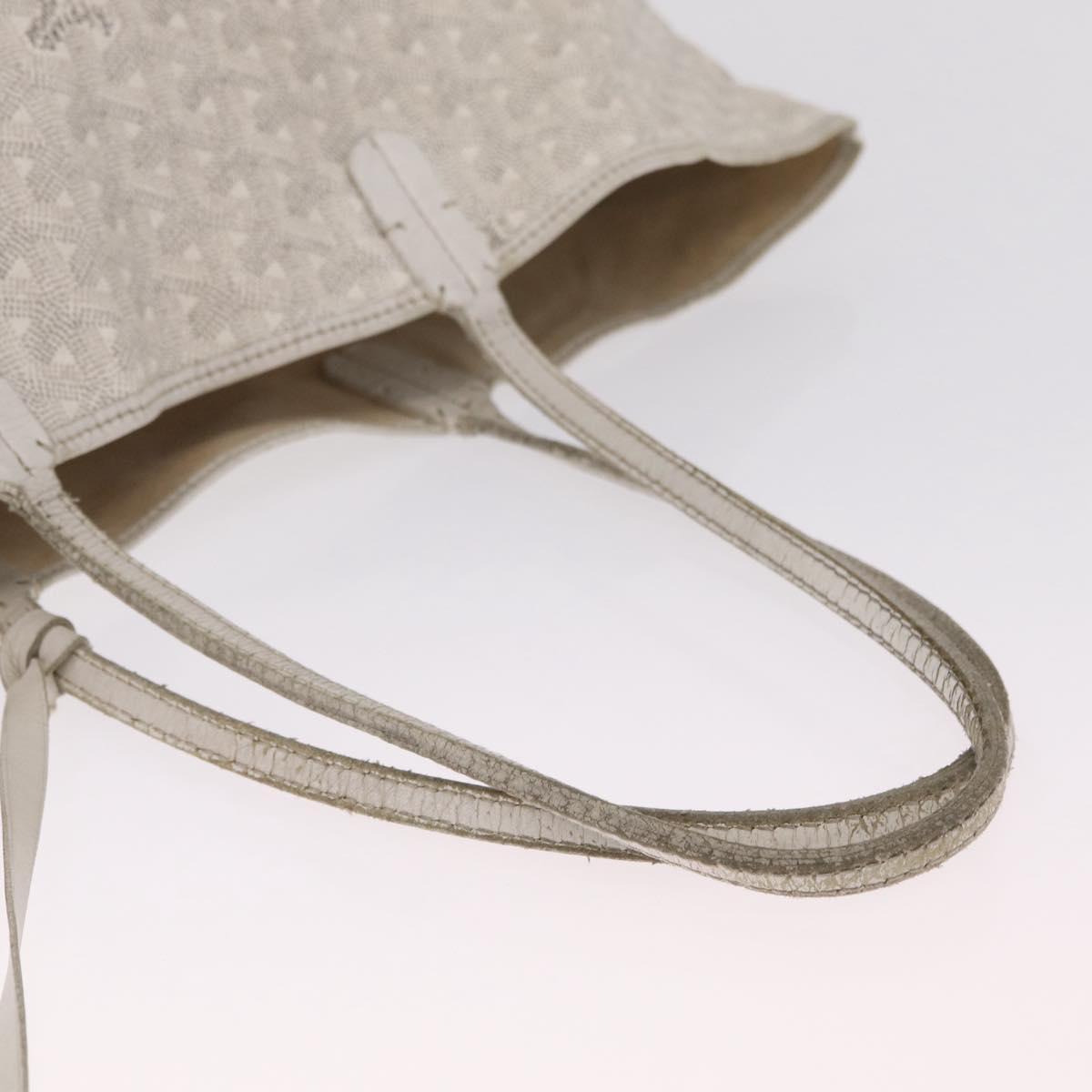 Goyard Herringbone Saint Louis PM Tote Bag PVC White Silver Auth 214681