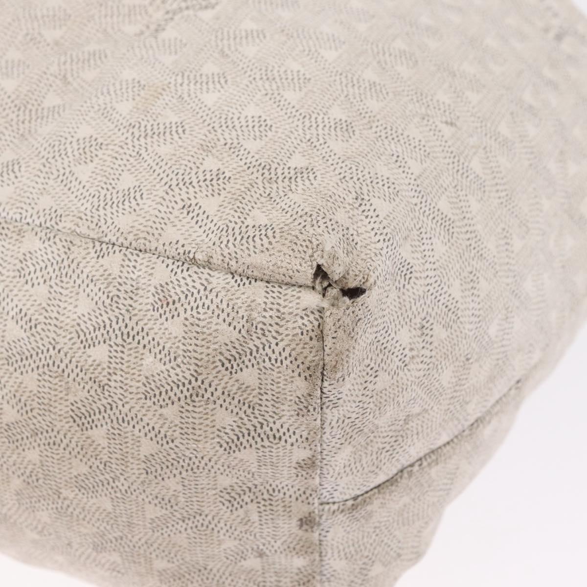 Goyard Herringbone Saint Louis PM Tote Bag PVC White Silver Auth 214681