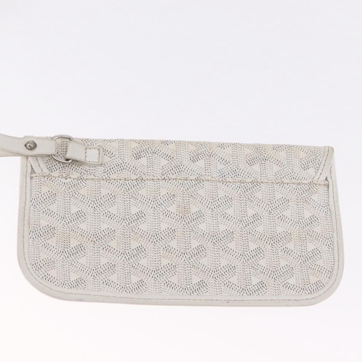 Goyard Herringbone Saint Louis PM Tote Bag PVC White Silver Auth 214681