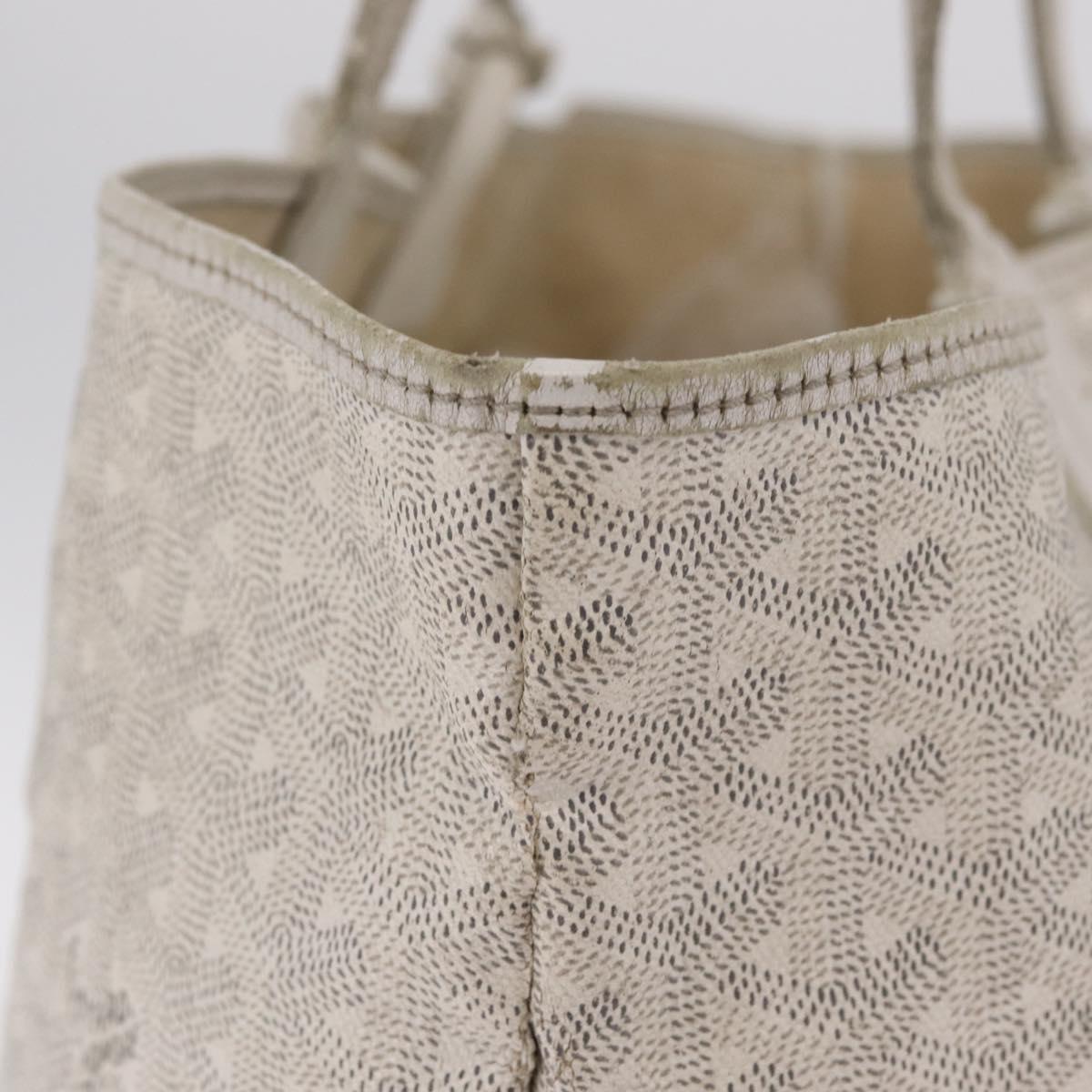 Goyard Herringbone Saint Louis PM Tote Bag PVC White Silver Auth 214681