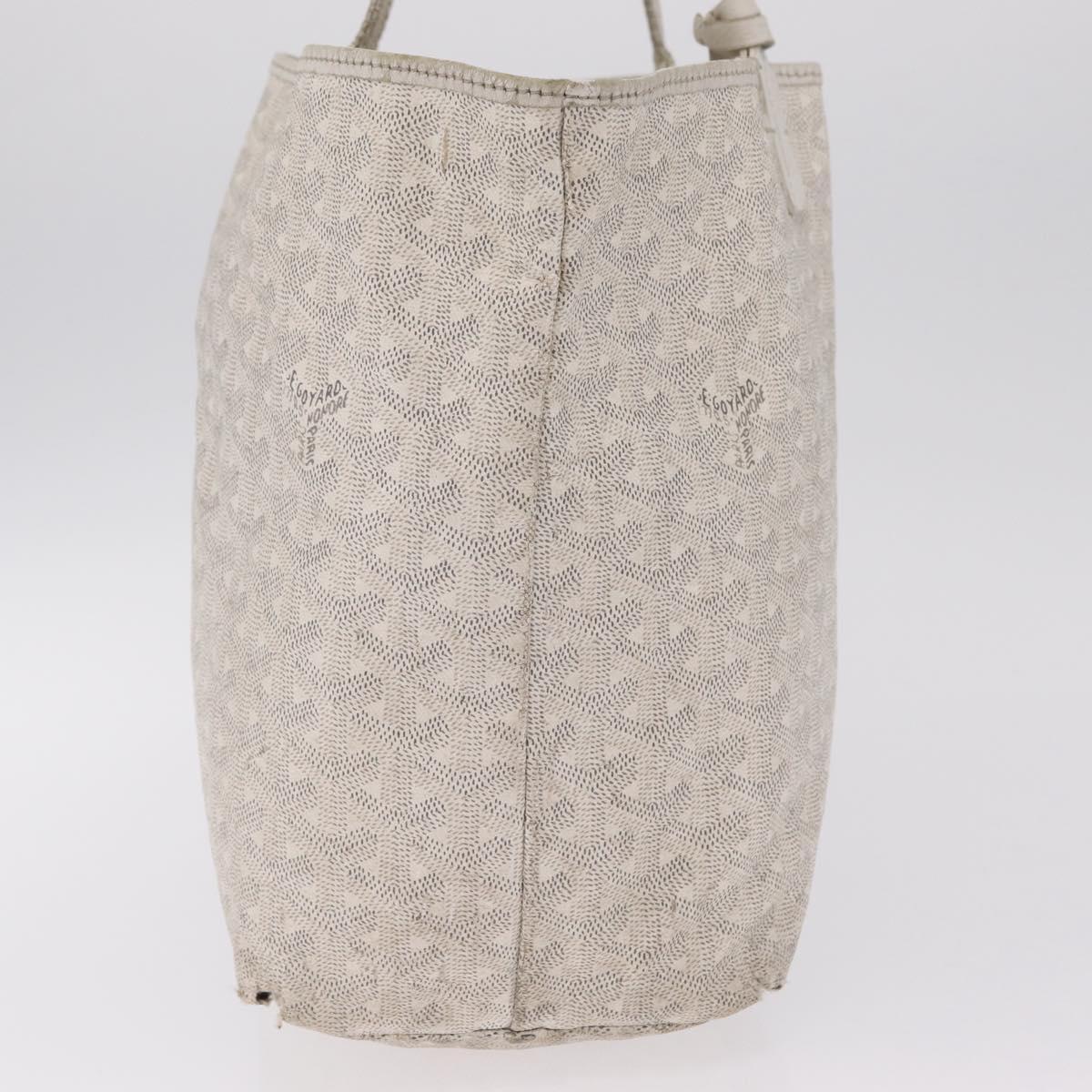 Goyard Herringbone Saint Louis PM Tote Bag PVC White Silver Auth 214681