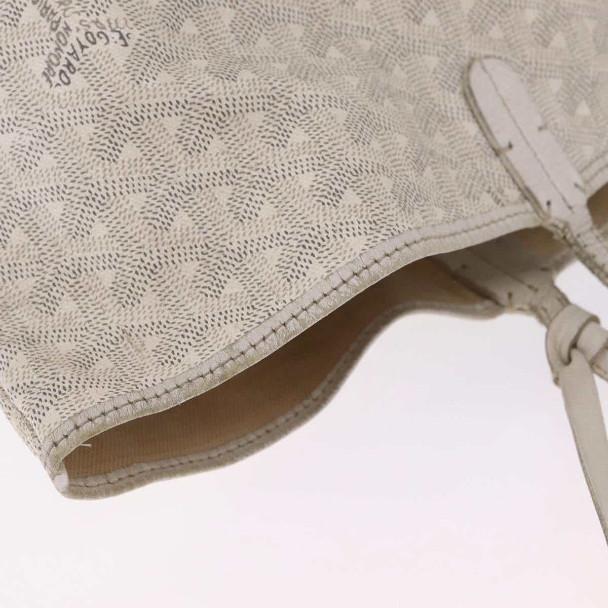 Goyard Herringbone Saint Louis PM Tote Bag PVC White Silver Auth 214681