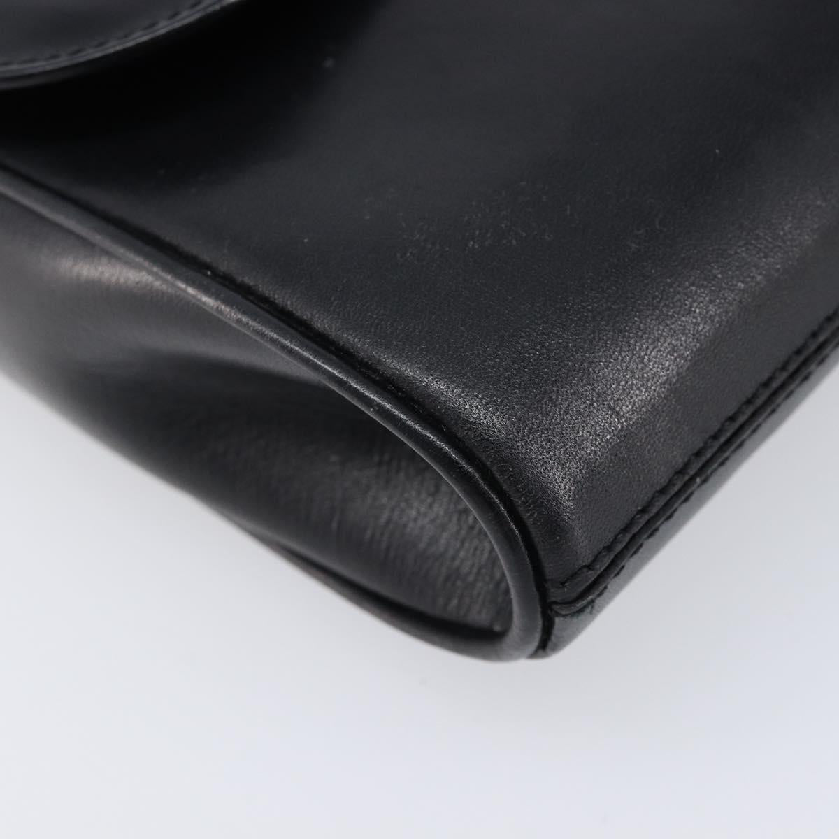 CELINE Shoulder Bag Leather Black Gold Auth 214682