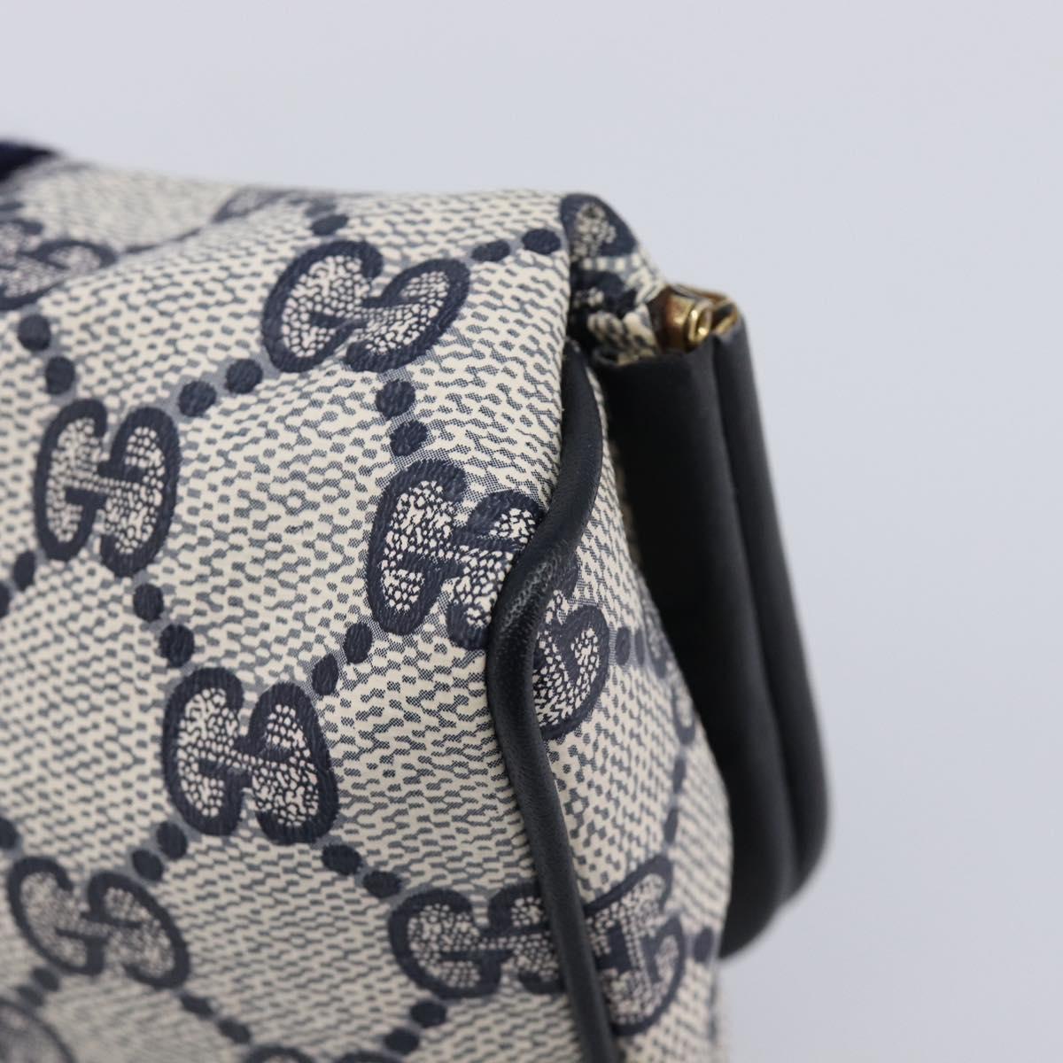 GUCCI GG Supreme Sherry Line Pouch PVC Navy Gold Auth 214690
