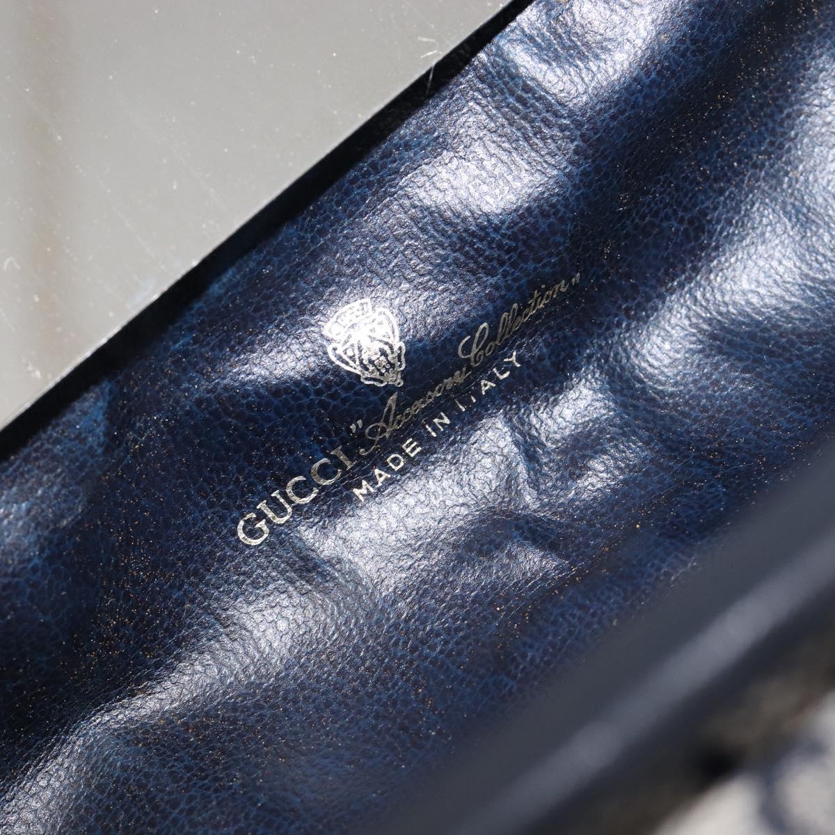 GUCCI GG Supreme Sherry Line Pouch PVC Navy Gold Auth 214690