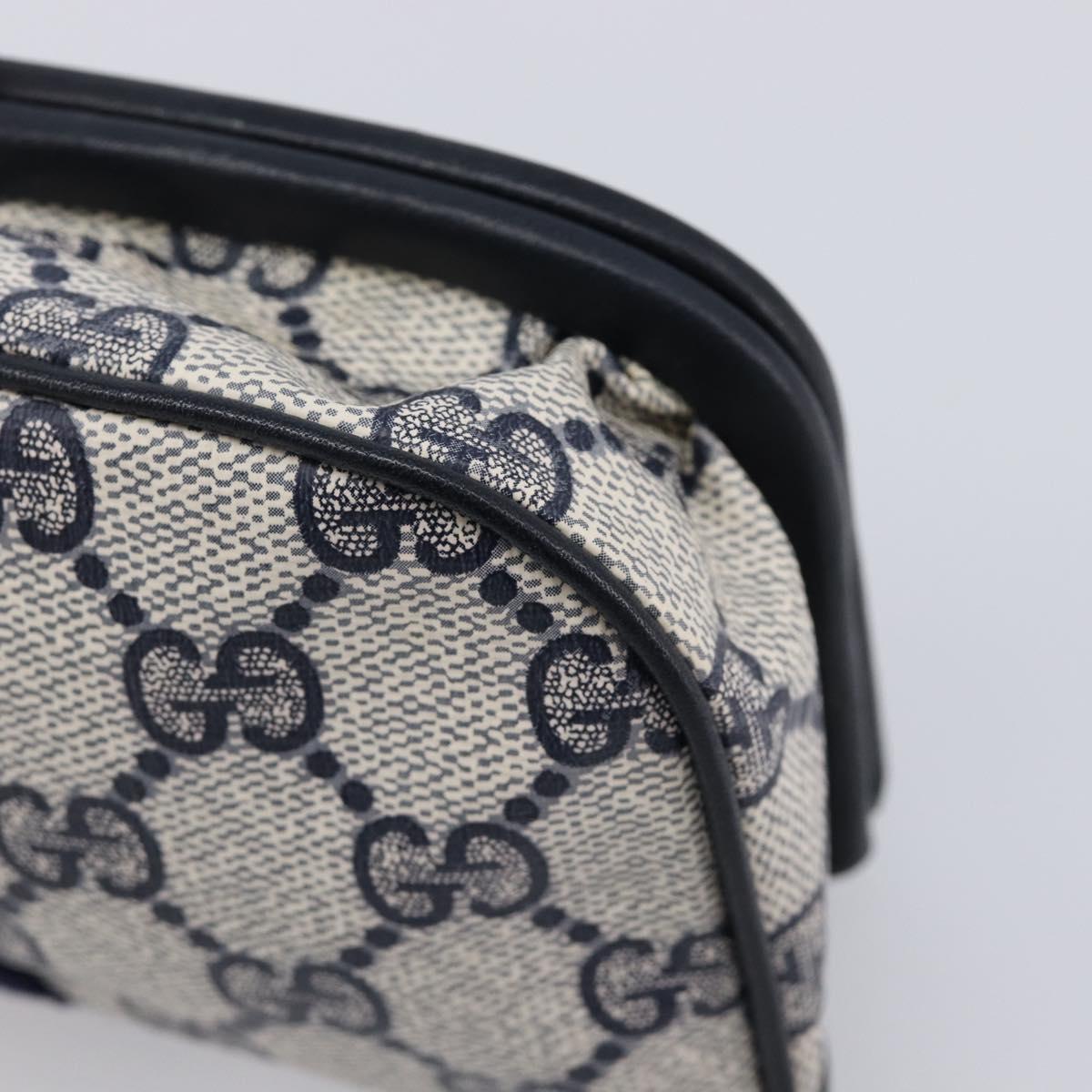 GUCCI GG Supreme Sherry Line Pouch PVC Navy Gold Auth 214690