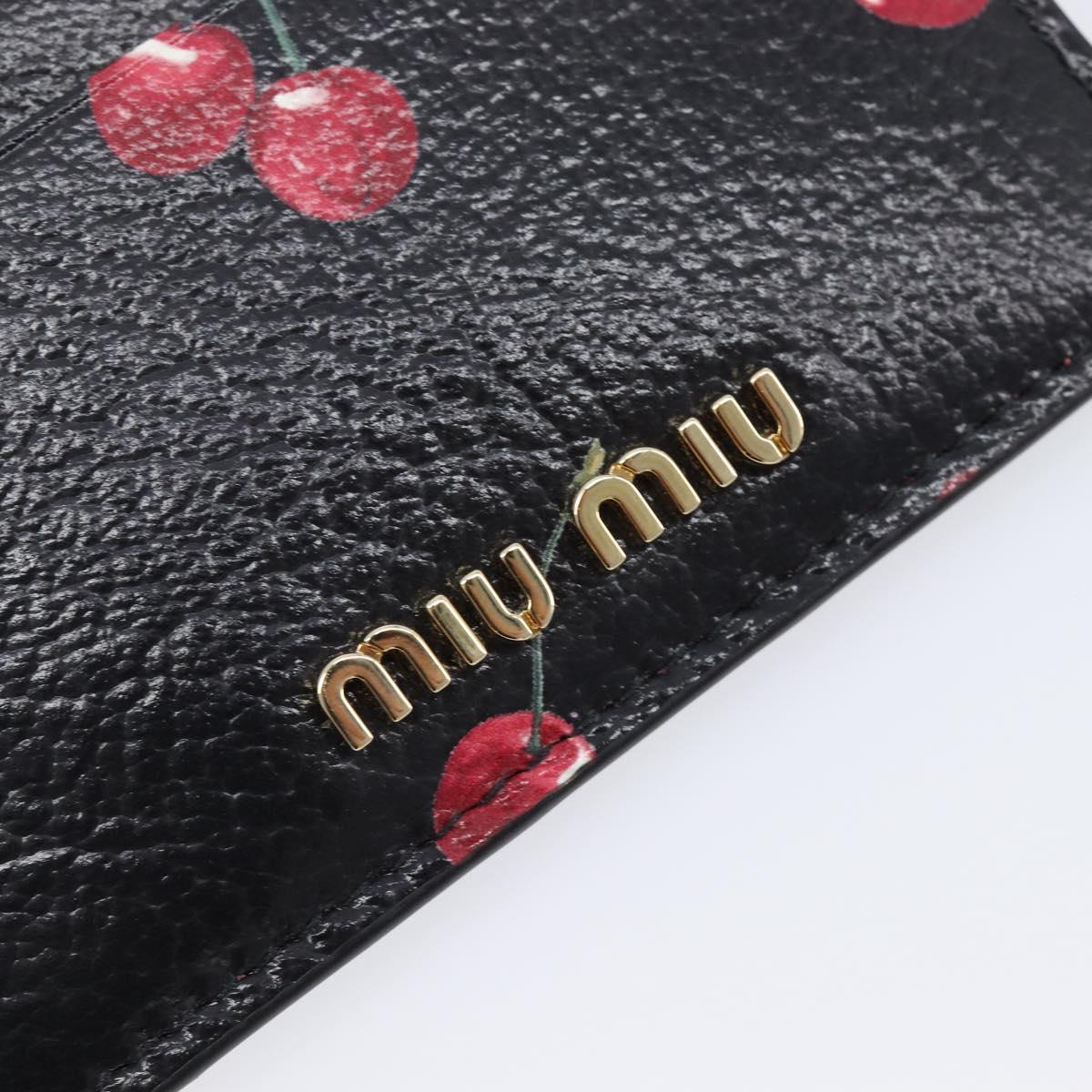 Miu Miu Madras Card Case Leather Black Gold Auth 214698V