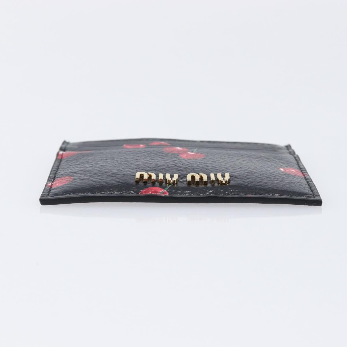 Miu Miu Madras Card Case Leather Black Gold Auth 214698V