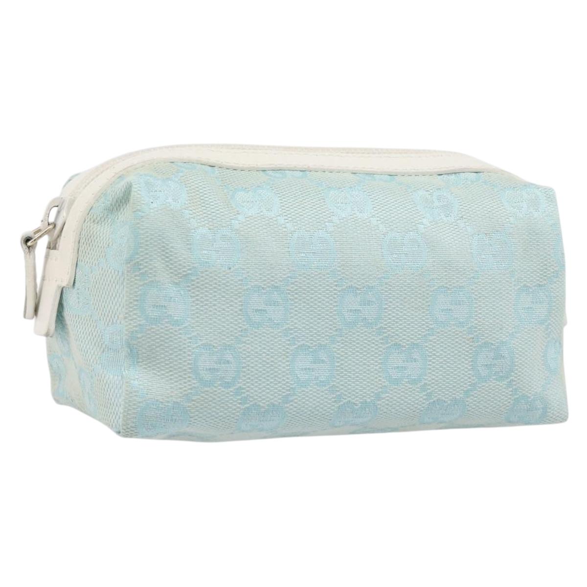 GUCCI GG Canvas Pouch Light Blue 039 1118 Auth 214703