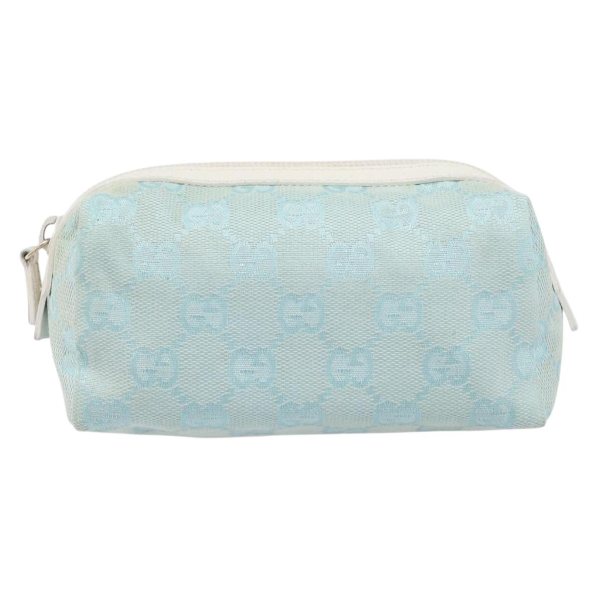 GUCCI GG Canvas Pouch Light Blue 039 1118 Auth 214703