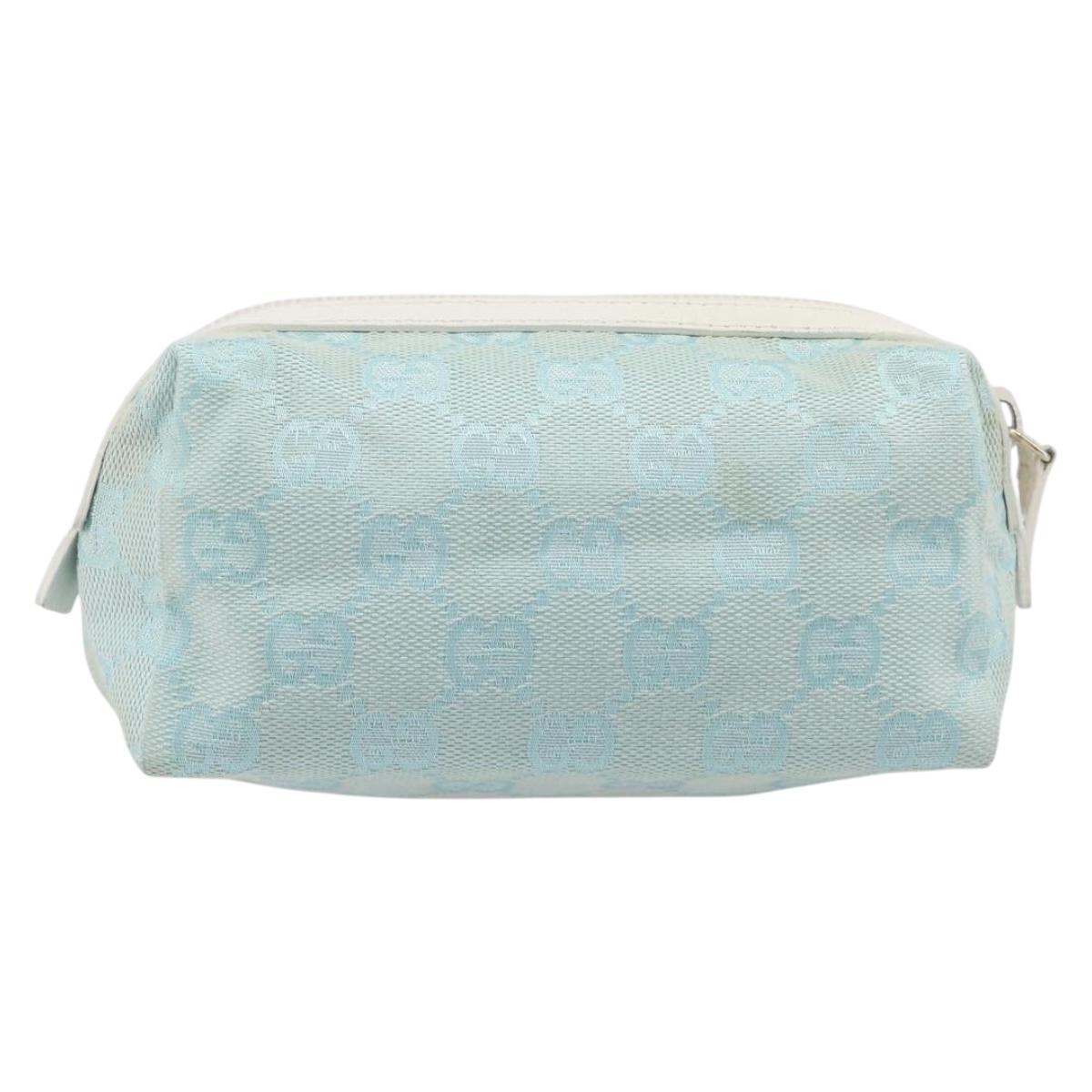 GUCCI GG Canvas Pouch Light Blue 039 1118 Auth 214703