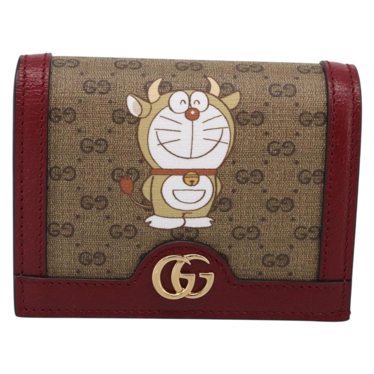 GUCCI Micro GG Supreme GG Marmont Doraemon Wallet PVC Beige 654541 Auth 214723M