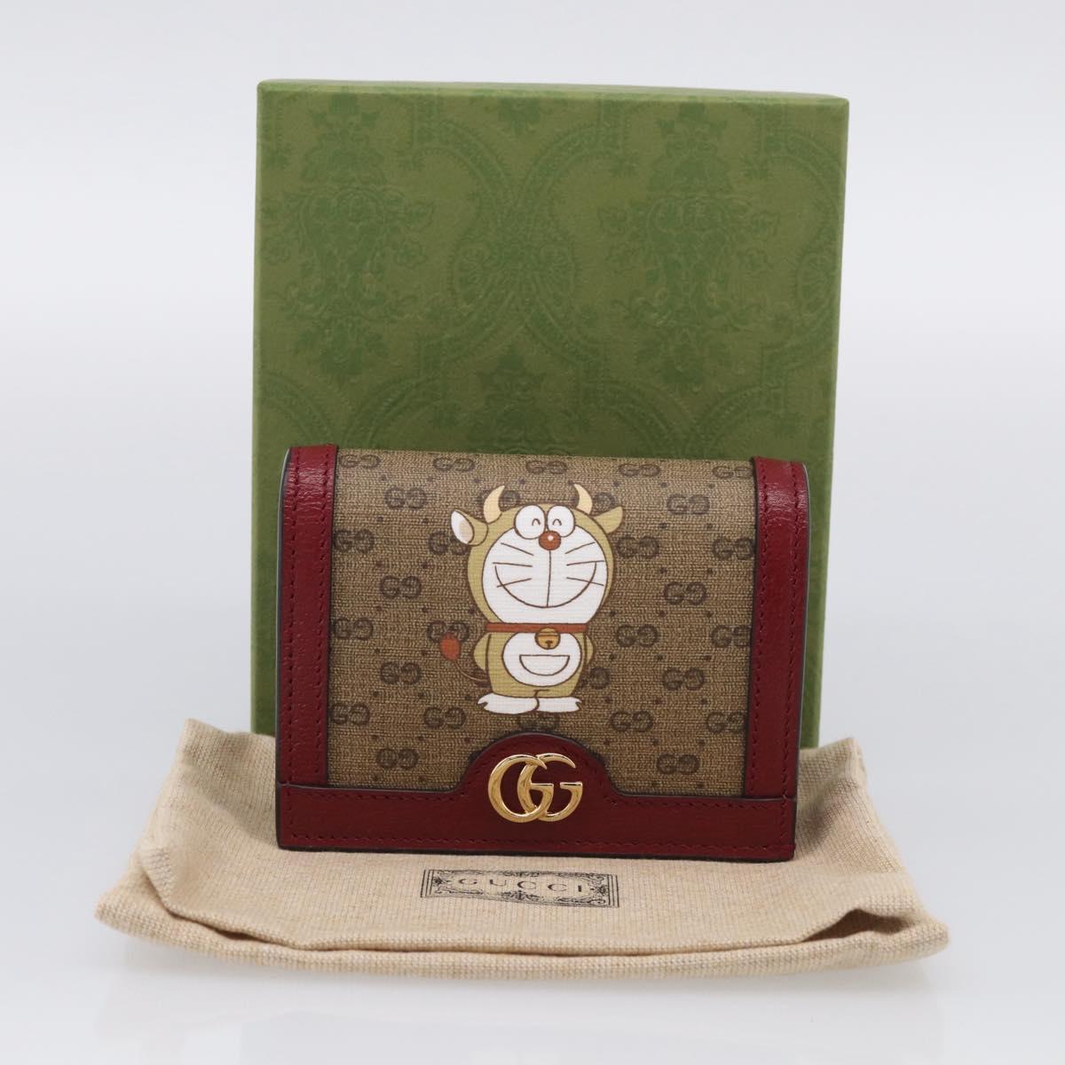 GUCCI Micro GG Supreme GG Marmont Doraemon Wallet PVC Beige 654541 Auth 214723M