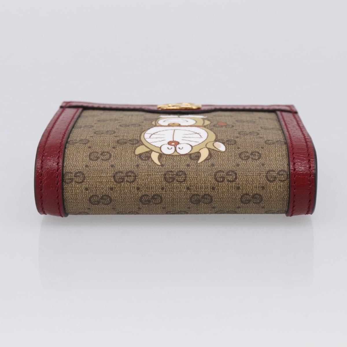 GUCCI Micro GG Supreme GG Marmont Doraemon Wallet PVC Beige 654541 Auth 214723M