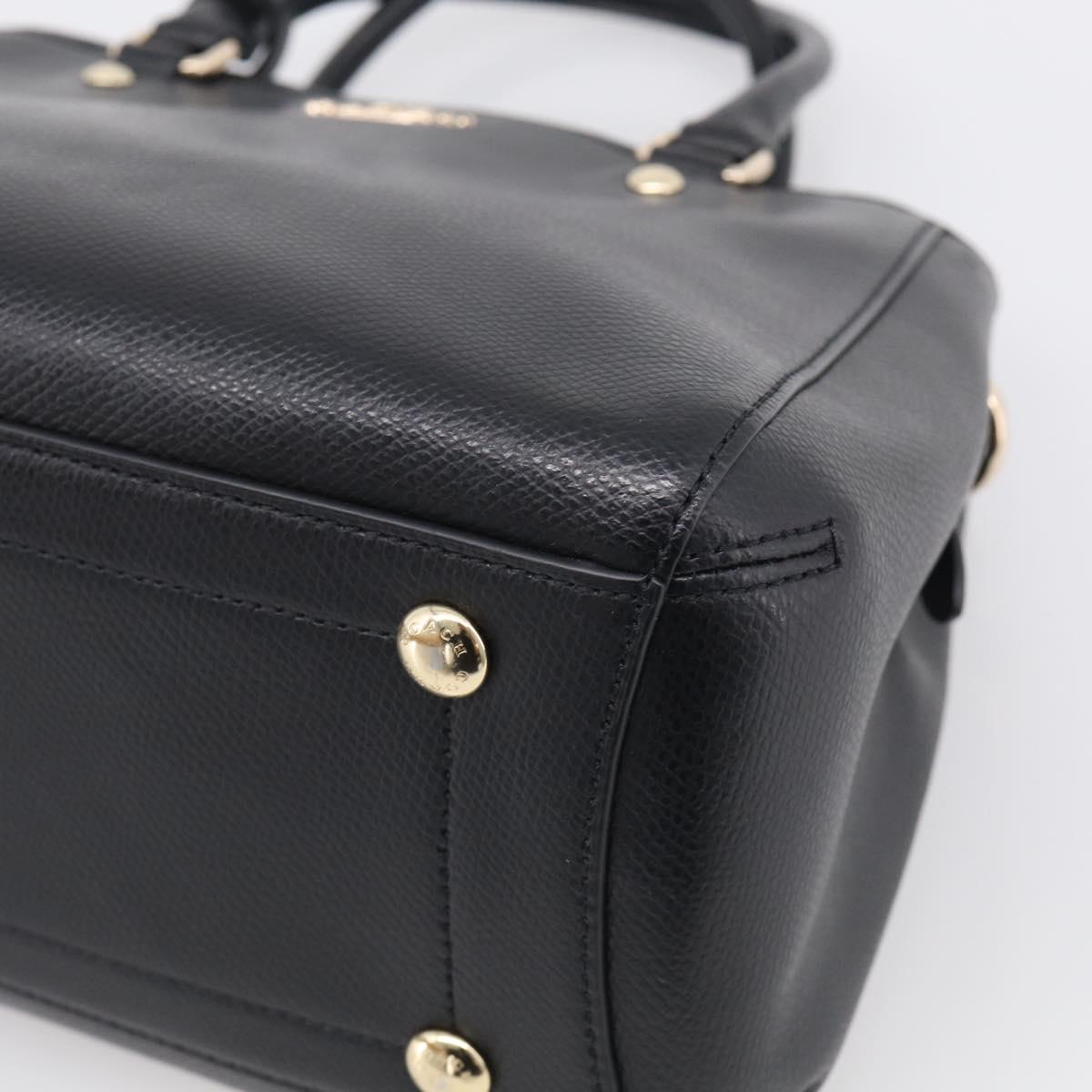 Coach Hand Bag Leather Black Gold Auth 214729A