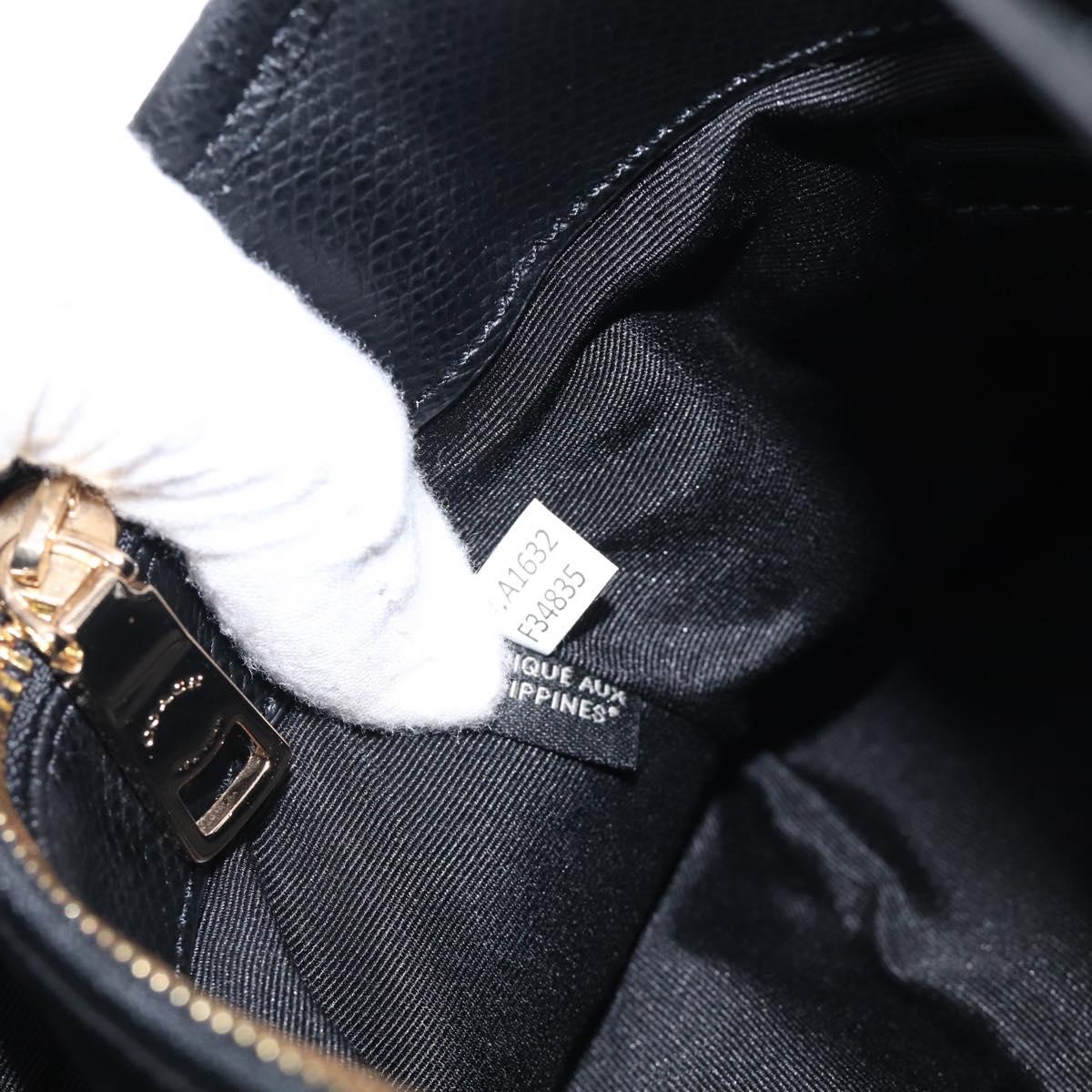 Coach Hand Bag Leather Black Gold Auth 214729A
