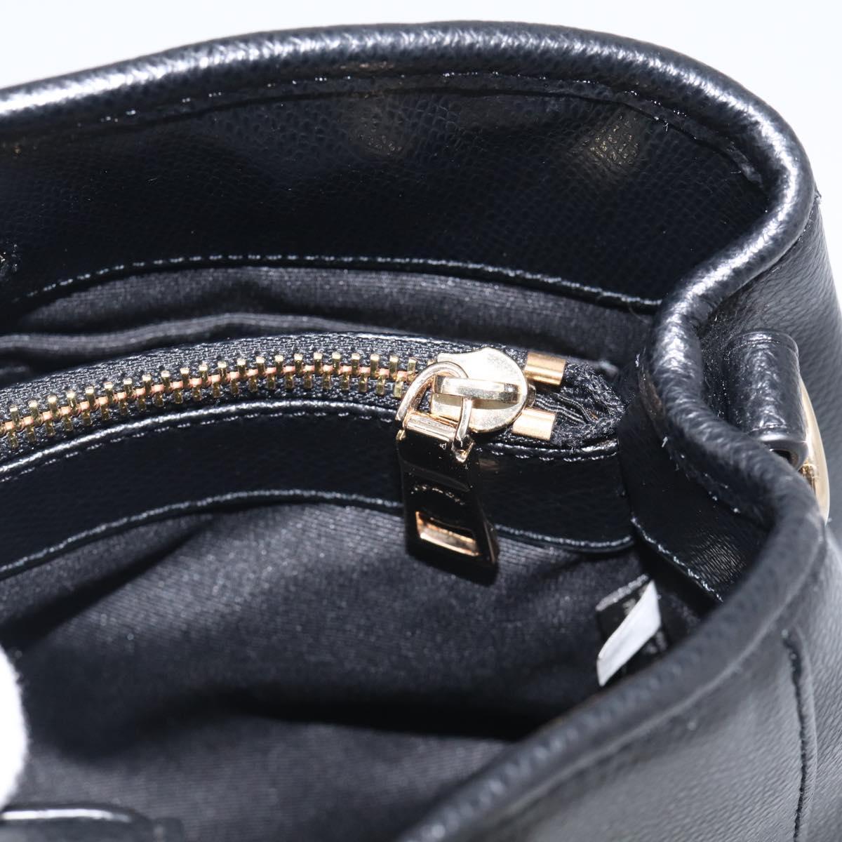 Coach Hand Bag Leather Black Gold Auth 214729A